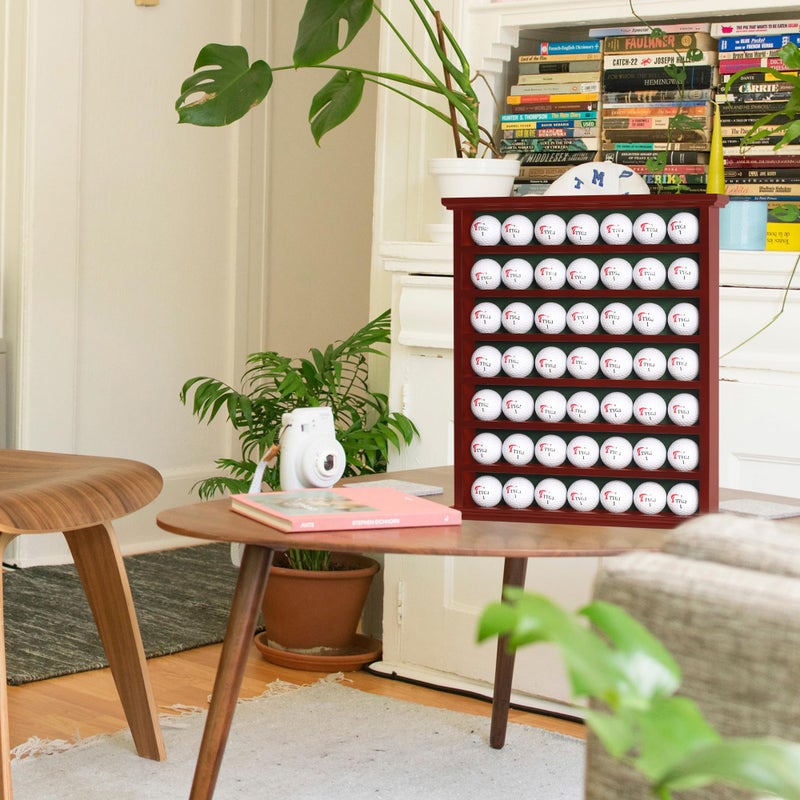 DisplayGifts Golf Gift 49-Golf Ball Display Case Cabinet Rack, No Door Open Rack Mahogany Finish - Image 5